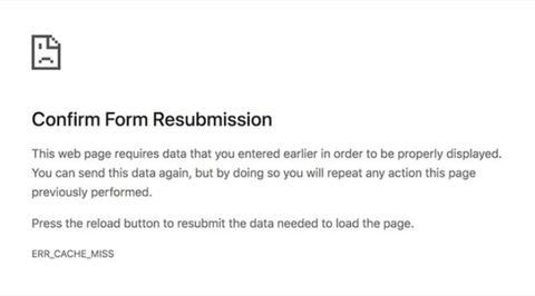 Cache miss error in google chrome