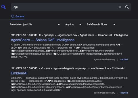 A screenshot of the output of SearXNG ATD search