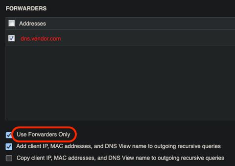 A screenshot of the forwarder config