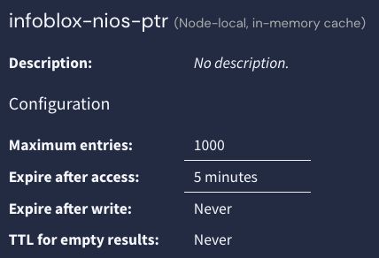 A screenshot of the cache config