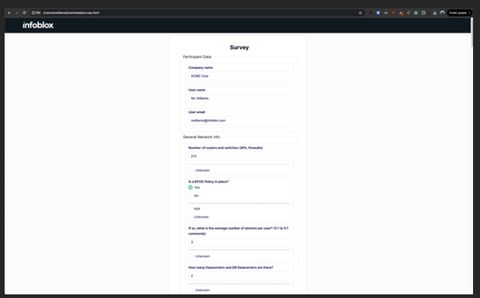 A screenshot of the survey in a browser