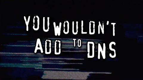A meme from the 'you wouldn't download a car' ad campaign that says 'you wouldn't add to DNS'