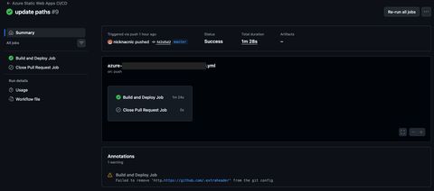 A screenshot of Github CI/CD actions