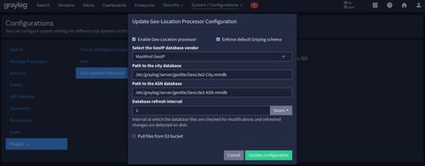 A screenshot of the geo config