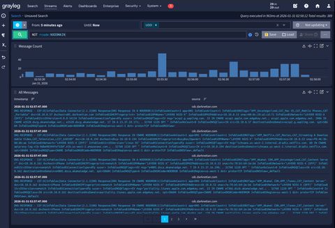 A screenshot of the uddi logs streaming