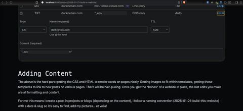 A screenshot of Cloudflare domain record console